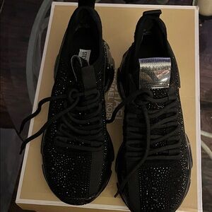 Brand New-Steve Madden Black Rhinestone Sneakers great for vacations/casual wear